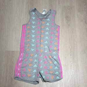 Adidas Gray Romper with Pink, Orange, and Blue Accents